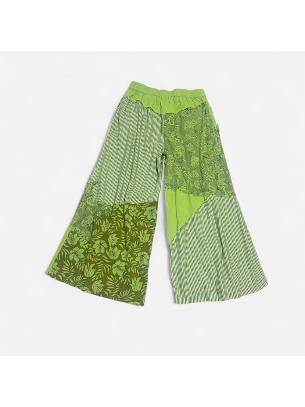 Boho festival patchwork wide straight leg summer pants